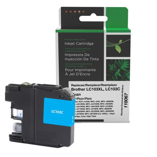 REMANUFACTURED BROTHER HIGH YIELD CYAN INK CARTRIDGE  - LC103XL, LC103C