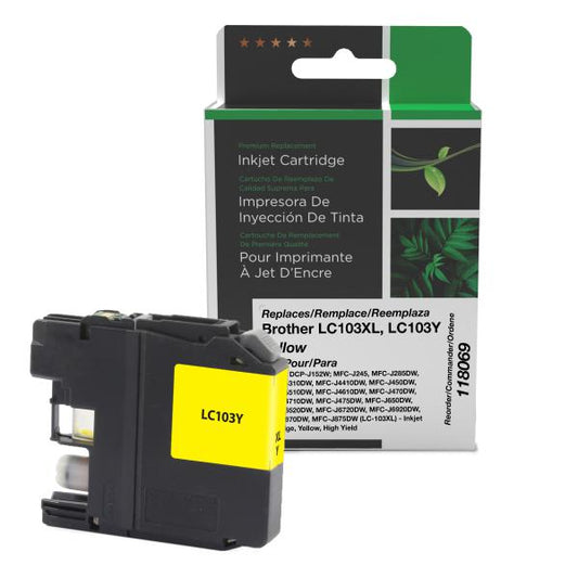 REMANUFACTURED BROTHER HIGH YIELD YELLOW INK CARTRIDGE  - LC103XL, LC103Y