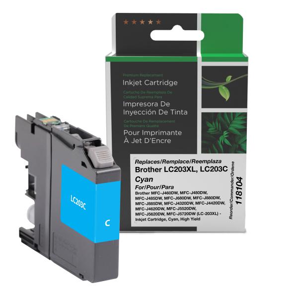 REMANUFACTURED BROTHER HIGH YIELD CYAN INK CARTRIDGE  - LC203XL, LC203C