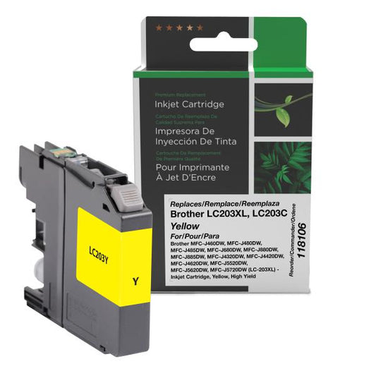 REMANUFACTURED BROTHER HIGH YIELD YELLOW INK CARTRIDGE  - LC203XL, LC203C