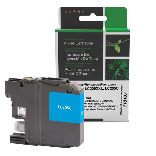 REMANUFACTURED BROTHER SUPER HIGH YIELD CYAN INK CARTRIDGE  - LC205XXL, LC205C