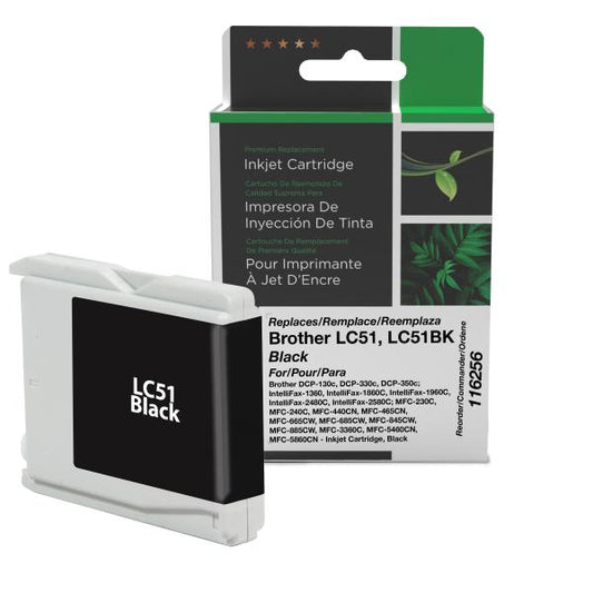 REMANUFACTURED BROTHER BLACK INK CARTRIDGE  - LC51, LC51BK