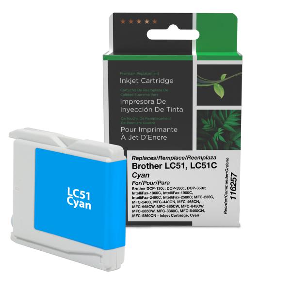 REMANUFACTURED BROTHER CYAN INK CARTRIDGE  - LC51, LC51C