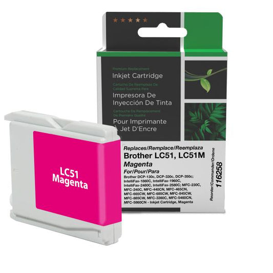 REMANUFACTURED BROTHER MAGENTA INK CARTRIDGE  - LC51, LC51M