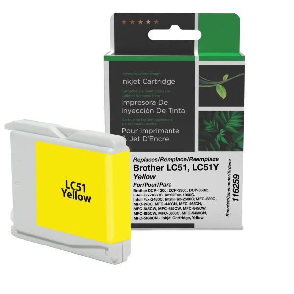 REMANUFACTURED BROTHER YELLOW INK CARTRIDGE  - LC51, LC51Y