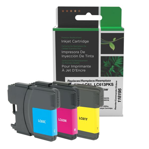 REMANUFACTURED BROTHER CYAN, MAGENTA, YELLOW INK CARTRIDGES  - LC61, LC613PKS