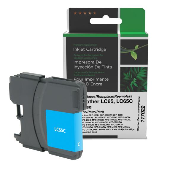 REMANUFACTURED BROTHER HIGH YIELD CYAN INK CARTRIDGE  - LC65, LC65C