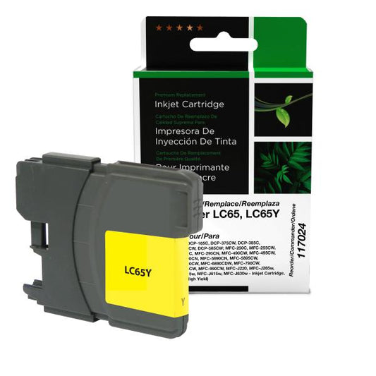 REMANUFACTURED BROTHER HIGH YIELD YELLOW INK CARTRIDGE  - LC65, LC65Y