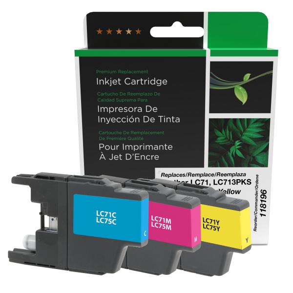 REMANUFACTURED BROTHER CYAN, MAGENTA, YELLOW INK CARTRIDGES  - LC71, LC713PKS