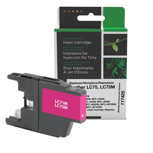 REMANUFACTURED BROTHER HIGH YIELD MAGENTA INK CARTRIDGE  - LC75, LC75M