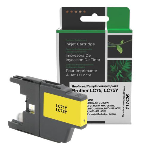 REMANUFACTURED BROTHER HIGH YIELD YELLOW INK CARTRIDGE  - LC75, LC75Y