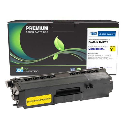 MSE REMANUFACTURED BROTHER YELLOW TONER CARTRIDGE  - TN331Y