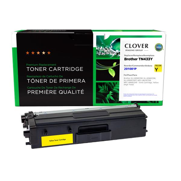 REMANUFACTURED BROTHER HIGH YIELD YELLOW TONER CARTRIDGE  - TN433Y