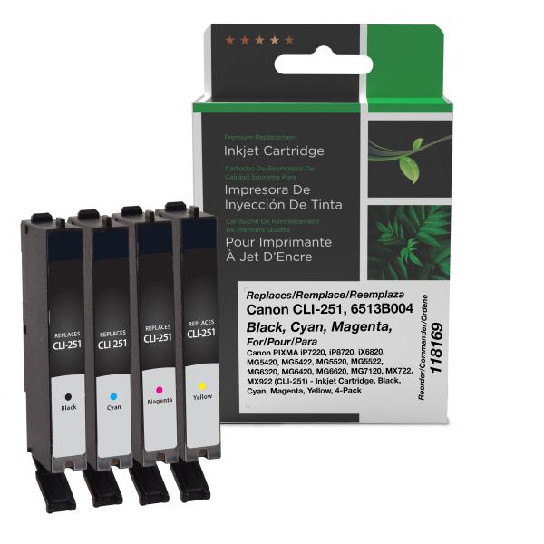 REMANUFACTURED CANON BLACK, CYAN, MAGENTA, YELLOW INK CARTRIDGES  - 6513B004