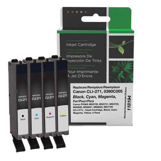 REMANUFACTURED CANON BLACK, CYAN, MAGENTA, YELLOW INK CARTRIDGES  - 0390C005