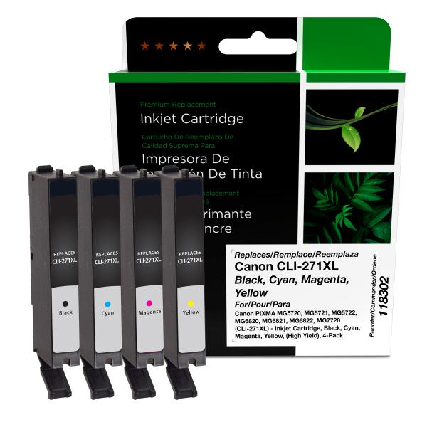 REMANUFACTURED CANON HIGH YIELD BLACK, CYAN, MAGENTA, YELLOW INK CARTRIDGES  - 0336C001