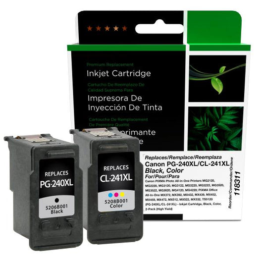 REMANUFACTURED CANON HIGH YIELD BLACK, COLOR INK CARTRIDGES  - 5206B001, 5208B001