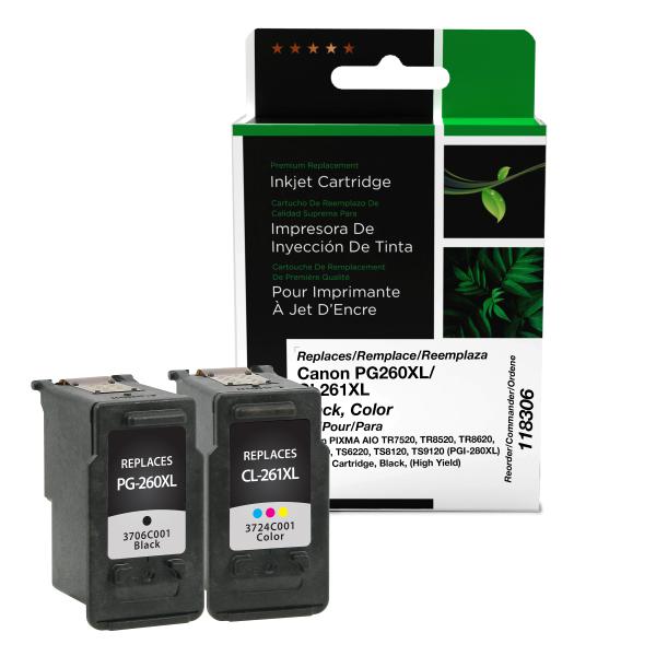 REMANUFACTURED CANON HIGH YIELD BLACK, COLOR INK CARTRIDGES  - 3706C005