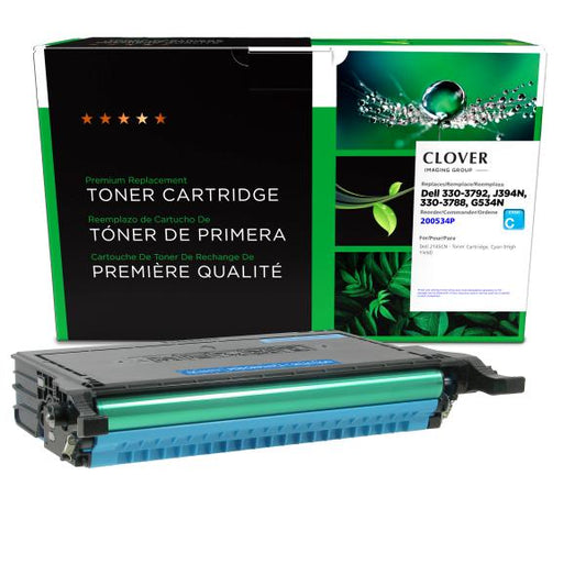 REMANUFACTURED DELL HIGH YIELD CYAN TONER CARTRIDGE  - 330-3792, J394N, 330-3788, G534N