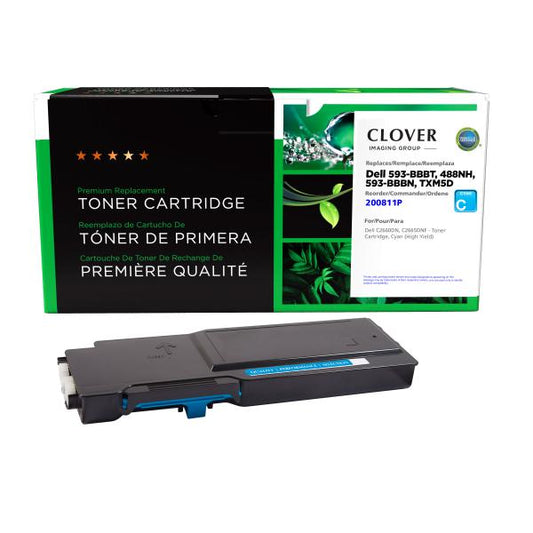 REMANUFACTURED DELL HIGH YIELD CYAN TONER CARTRIDGE  - 593-BBBT, 488NH, 593-BBBN, TXM5D