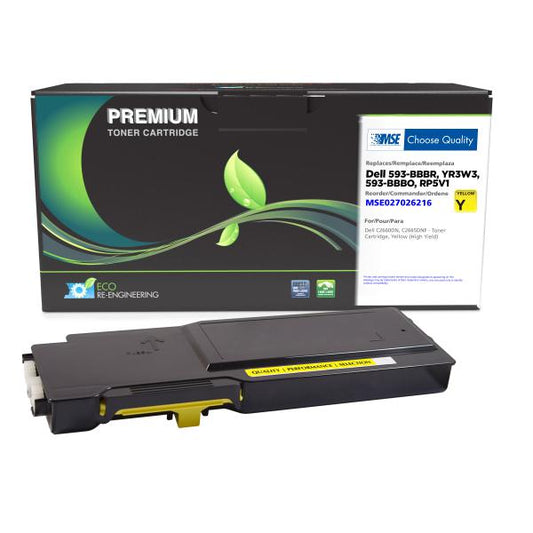 REMANUFACTURED DELL HIGH YIELD YELLOW TONER CARTRIDGE  - 593-BBBR, YR3W3, 593-BBBO, RP5V1