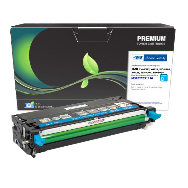 MSE REMANUFACTURED DELL HIGH YIELD CYAN TONER CARTRIDGE  - 310-8397, XG722, 310-8398, XG726, 310-8094, 310-8095