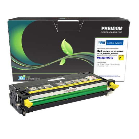 MSE REMANUFACTURED DELL HIGH YIELD YELLOW TONER CARTRIDGE  - 310-8401, XG724, 310-8402, XG728, 310-8098, 310-8099