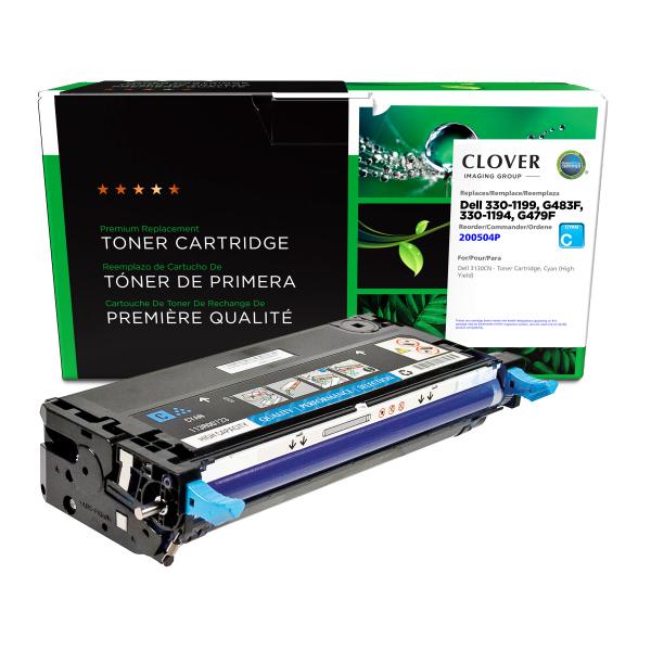 REMANUFACTURED DELL HIGH YIELD CYAN TONER CARTRIDGE  - 330-1199, G483F, 330-1194, G479F