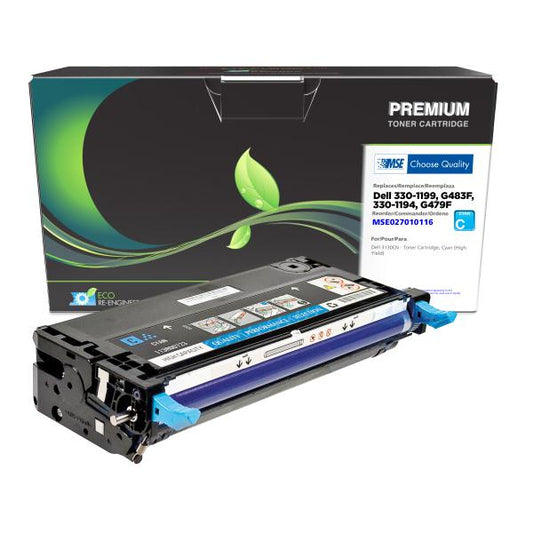 MSE REMANUFACTURED DELL HIGH YIELD CYAN TONER CARTRIDGE  - 330-1199, G483F, 330-1194, G479F