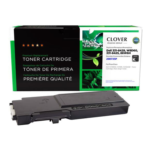 REMANUFACTURED DELL HIGH YIELD BLACK TONER CARTRIDGE  - 331-8429, W8D60, 331-8425, 86W6H