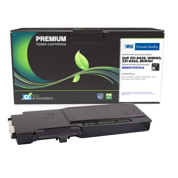 MSE REMANUFACTURED DELL HIGH YIELD BLACK TONER CARTRIDGE  - 331-8429, W8D60, 331-8425, 86W6H