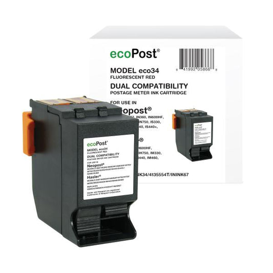 REMANUFACTURED NEOPOST POSTAGE METER RED INK CARTRIDGE  - 4135554T, 4135557W, 7210584H, IMINK34, IN3INK, ININK67, ISINK34