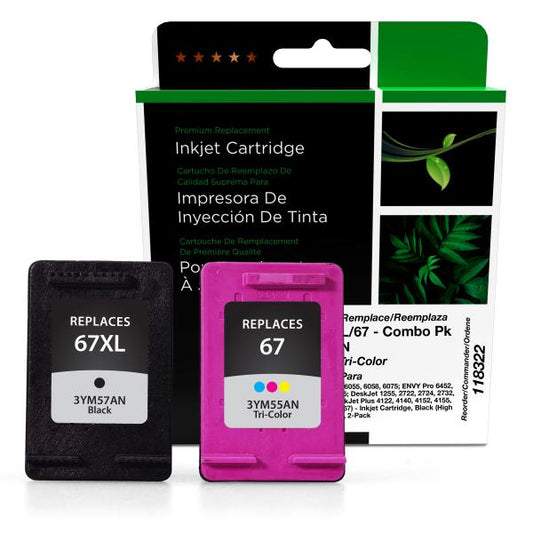 REMANUFACTURED HP BLACK HIGH YIELD, TRI-COLOR INK CARTRIDGES  - 3YP30AN