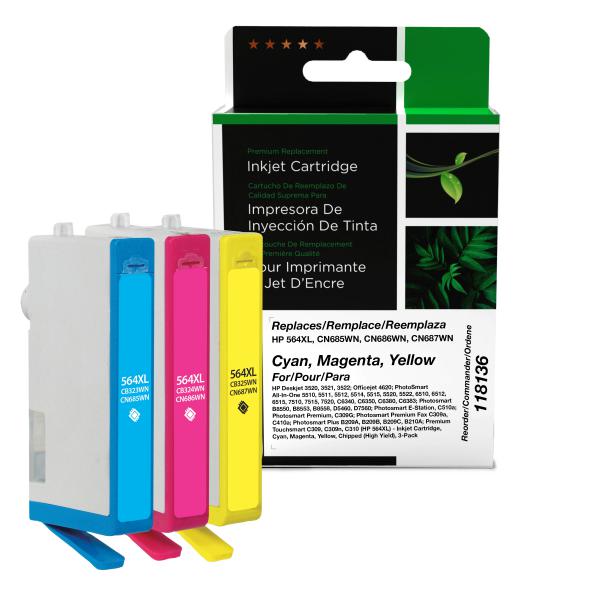 REMANUFACTURED HP CYAN, MAGENTA, YELLOW INK CARTRIDGES  - CB323WN, CN685WN, CB324WN, CN686WN, CB325WN, CN687WN