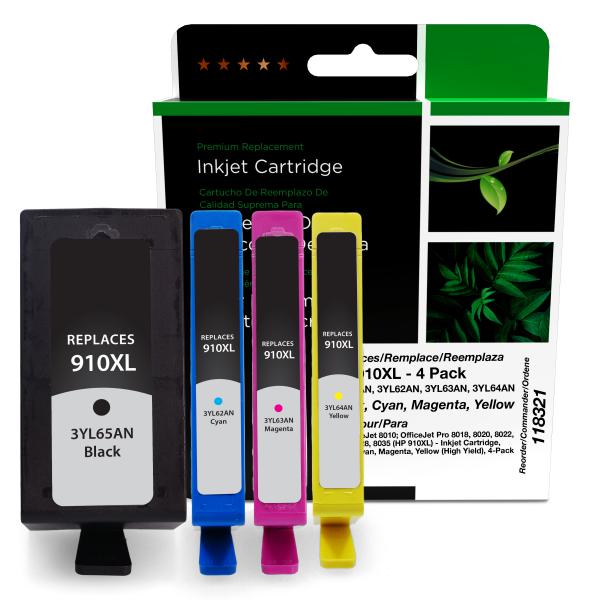 REMANUFACTURED HP HIGH YIELD BLACK, CYAN, MAGENTA, YELLOW INK CARTRIDGES  - 3YL62AN, 3YL63AN, 3YL63AN, 3YL65AN