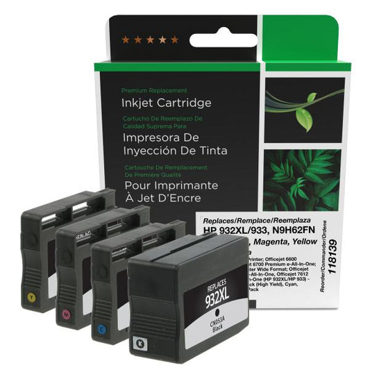 REMANUFACTURED HP HIGH YIELD BLACK, CYAN, MAGENTA, YELLOW INK CARTRIDGES  - N9H62FN