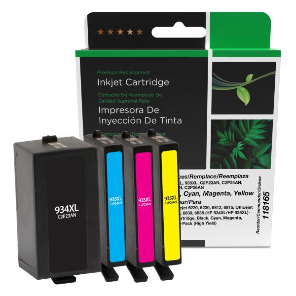 REMANUFACTURED HP HIGH YIELD BLACK, CYAN, MAGENTA, YELLOW INK CARTRIDGES  - 6ZA02AN