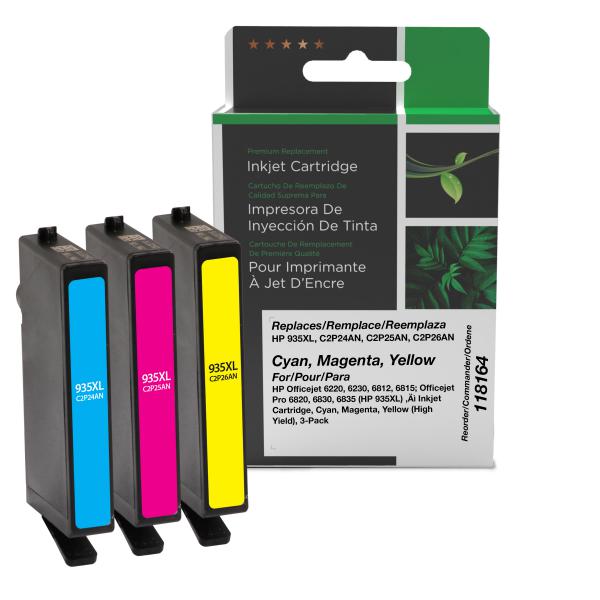 REMANUFACTURED HP HIGH YIELD CYAN, MAGENTA, YELLOW INK CARTRIDGES  - F6U05BN