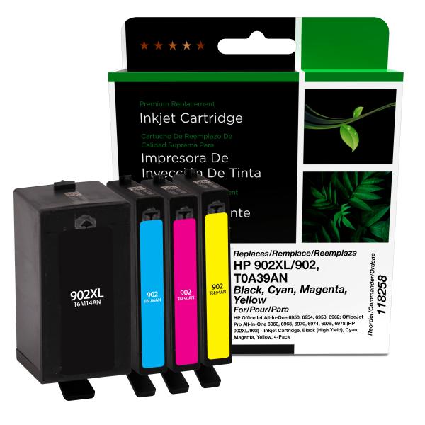 REMANUFACTURED HP BLACK HIGH YIELD, CYAN, MAGENTA, YELLOW INK CARTRIDGES  - T0A39AN