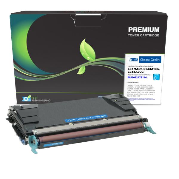 REMANUFACTURED LEXMARK CYAN TONER CARTRIDGE  - C734A1CG, C734A2CG