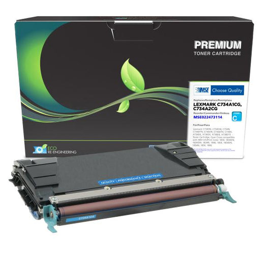 REMANUFACTURED LEXMARK CYAN TONER CARTRIDGE  - C734A1CG, C734A2CG