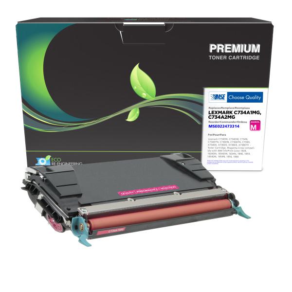 MSE REMANUFACTURED LEXMARK MAGENTA TONER CARTRIDGE  - C734A1MG, C734A2MG