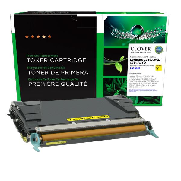 REMANUFACTURED LEXMARK YELLOW TONER CARTRIDGE  - C734A1YG, C734A2YG