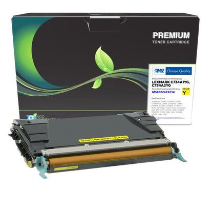 REMANUFACTURED LEXMARK YELLOW TONER CARTRIDGE  - C734A1YG, C734A2YG