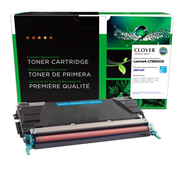 REMANUFACTURED LEXMARK HIGH YIELD CYAN TONER CARTRIDGE  - C736H2CG