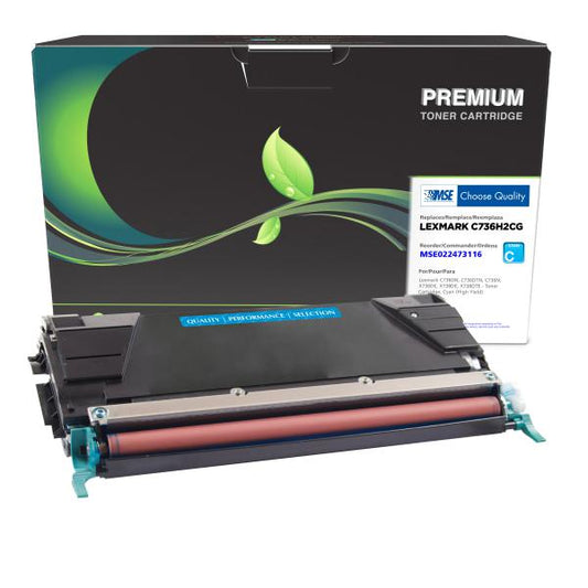 REMANUFACTURED LEXMARK HIGH YIELD CYAN TONER CARTRIDGE  - C736H2CG