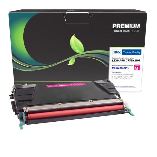 REMANUFACTURED LEXMARK HIGH YIELD MAGENTA TONER CARTRIDGE  - C736H2MG