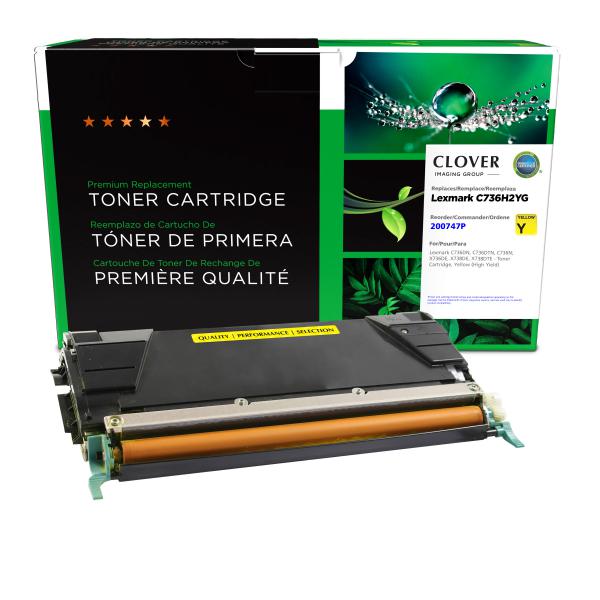 REMANUFACTURED LEXMARK HIGH YIELD YELLOW TONER CARTRIDGE  - C736H2YG