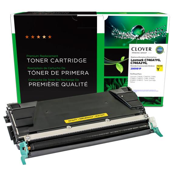 REMANUFACTURED LEXMARK YELLOW TONER CARTRIDGE  - C746A1YG, C746A2YG, X746A1YG, X746A2YG