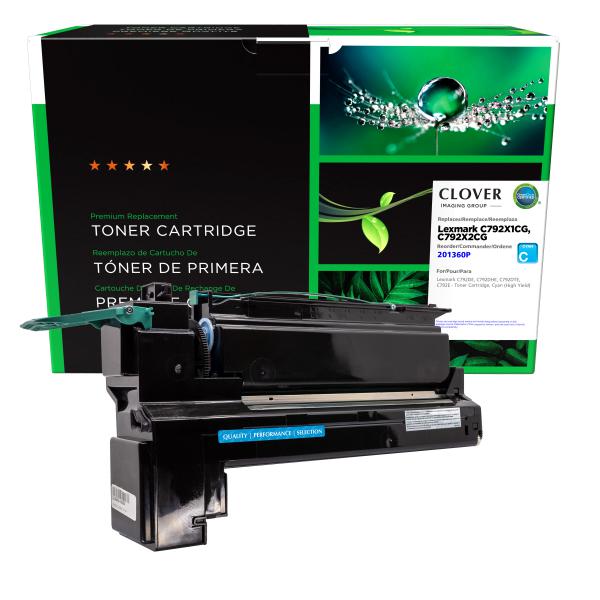 REMANUFACTURED LEXMARK HIGH YIELD CYAN TONER CARTRIDGE  - C792X1CG, C792X2CG